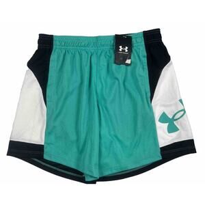 New Under Armour Women's Basketball Baseline Shorts 6” Teal/Black Size M